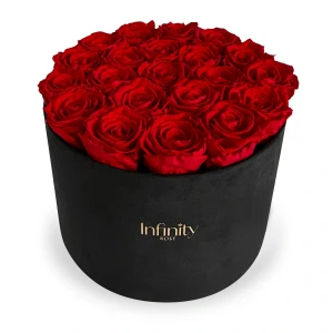 Flowerbox Infinity Rose czerwone róże wieczne w czarnym welurowym pudełku XXL Velvet