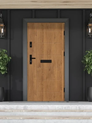Model GEKKO BLACK PREMIUM 72 mm front door with black handle – energy efficient [Ud=1.1] modern external door