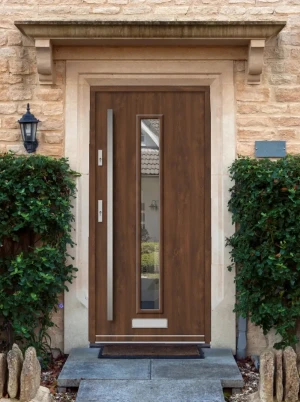 ALU-STEEL Modern Front Door | Walnut Finish | RC2 Secure & Energy Efficient