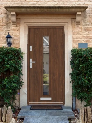 ALU-STEEL Modern Front Door | Walnut Finish | RC2 Secure & Energy Efficient