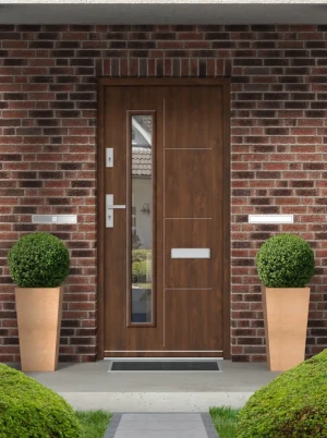 Walnut  | External Front Door | SECURE & Energy Efficient | Modern Entrance DoorALU-STEEL 72mm