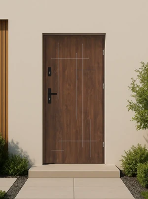 Model LAMINA BLACK PREMIUM 72 mm front door with black handle – energy efficient [Ud=1.1] modern external door