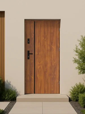 Modern Front Door | Contemporary External Entrance | Secure & Insulated| AluSteel Construction | spy mirror double glazed | energy efficient | black bar or handle |
