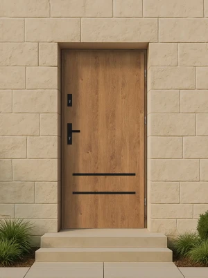 Modern Front Door | Contemporary External Entrance | Secure & Insulated| AluSteel Construction | spy mirror double glazed | energy efficient | black bar or handle |