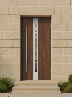 Walnut  | External Front Door | SECURE & Energy Efficient | Modern Entrance DoorALU-STEEL 72mm