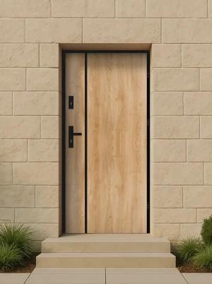 Model LUNA LOFT PREMIUM 72 mm front door with black frame and black handle – energy efficient [Ud=1.1] modern external door