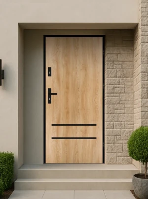 Model NOVA LOFT PREMIUM 72 mm front door with black frame and black handle – energy efficient [Ud=1.1] modern external door