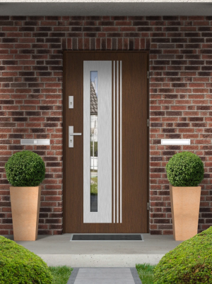Modern Front Door | Contemporary External Entrance | Secure & Insulated| AluSteel Construction | silver details