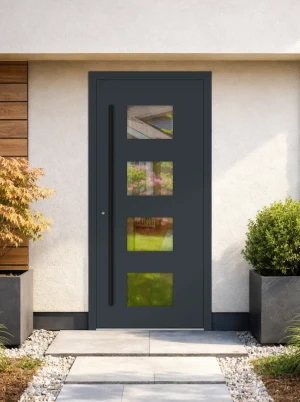 AluElegance SAFE aluminium premium advanced modern energy efficient smart & secure external door Blue RAL5011 made to measure bespoke M311 BLACK