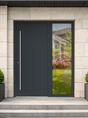 RC2 High-Security 75 mm Aluminium Front Door with sidelights – Burglary Resistant – Bespoke UK | AluCore M00 INOX