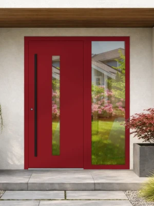 Bespoke Made-to-measure External Aluminium Front Door  with grand sidelight / side panels | AluCore M21 BLACK