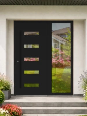 75mm Luxury Aluminium Door sidelights - sidepanels - Energy Efficient - Ultra-Insulated U 0.8 | AluCore M31 BLACK