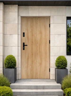Quick Delivery Model 0 Black WoodSteel 72 mm front door with black handle - energy efficient Ud=1.1