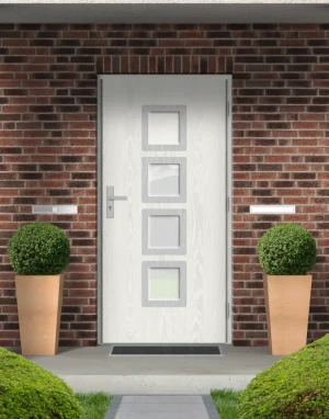 Contemporary external composite doors 65mm - Arctic D4E Real Wood with handle