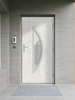 Contemporary external composite doors 65mm - Arctic D6H Real Wood with handle