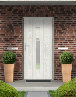 Contemporary external composite doors 65mm - Arctic D5W Real Wood with handle