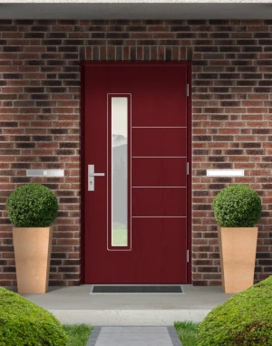 Contemporary external composite doors 65mm - Arctic D4X Real Wood with handle