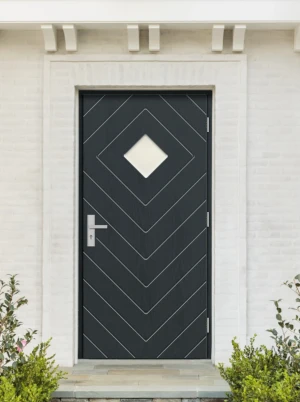 Contemporary external composite doors 65mm - Arctic D8H Real Wood with handle