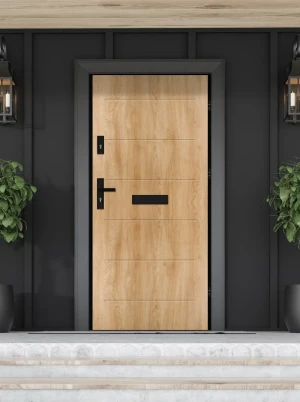 Model AVON LOFT PREMIUM 72 mm front door with black frame and black handle – energy efficient [Ud=1.1] modern external door