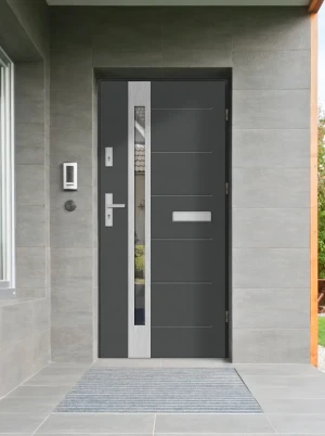 Modern Front Door | Contemporary External Entrance | Secure & Insulated| AluSteel Construction | silver details