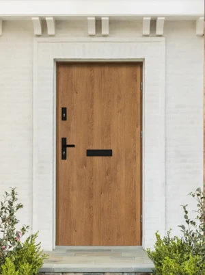 Model DRACO BLACK PREMIUM 72 mm front door with black handle – energy efficient [Ud=1.1] modern external door
