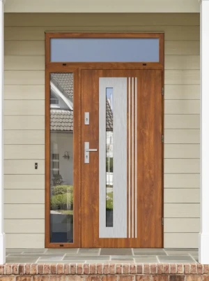 Model COLLARIS PREMIUM 72 mm front door with side and top sidelights / top and side panels with handle – energy efficient modern external door with mi