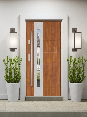 Tuluza MaxTerm Termo z pochwytem komplet z ościeżnicą przeszklone lustrem weneckim energooszczędne drzwi zewnętrzne U 1.1 Program Czyste Powietrze