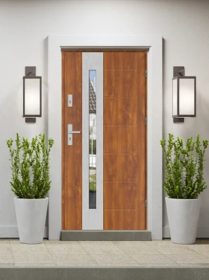 Tuluza MaxTerm Energo z klamką komplet z ościeżnicą przeszklone lustrem weneckim energooszczędne drzwi zewnętrzne do domu U 1.3 Czyste Powietrze