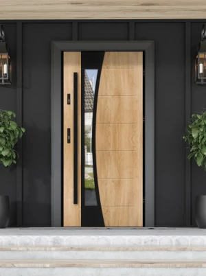 Bellis Loft Premium drzwi zewnętrzne z czarną antabą | Ud = 1.1 Czyste Powietrze