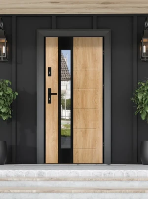 Caiman Loft Premium drzwi zewnętrzne z czarną klamką | Ud = 1.1 Czyste Powietrze