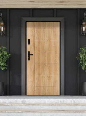 Gekko Loft Premium drzwi zewnętrzne z czarną klamką | Ud = 1.1 Czyste Powietrze