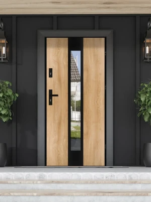 Papua Loft Premium drzwi zewnętrzne z czarną klamką | Ud = 1.1 Czyste Powietrze