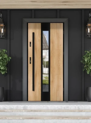 Papua Loft Premium drzwi zewnętrzne z czarną antabą | Ud = 1.1 Czyste Powietrze