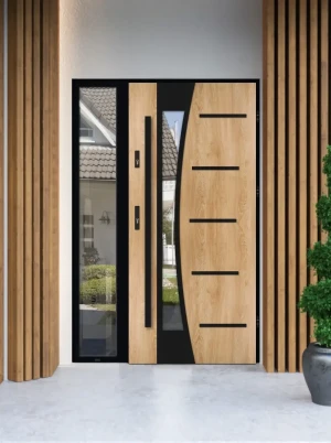 Drzwi zewnętrzne Loftowe  dopasowane na wymiar na zamówienie szerokie pod duży otwór poszerzone nietypowe przestronne duże z oknem doświetlem dostawką Agama LOFT