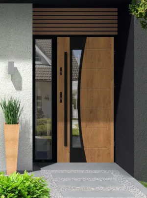 Drzwi zewnętrzne Loftowe  dopasowane na wymiar na zamówienie szerokie pod duży otwór poszerzone nietypowe przestronne duże z oknem doświetlem dostawką Bellis LOFT