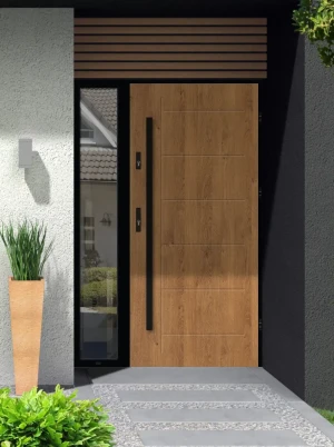 Gekko Loft Premium drzwi zewnętrzne z doświetlem bocznym | czarna antaba i ościeżnica
