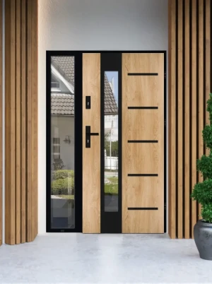 Drzwi wejściowe do domu pod duży otwór poszerzone nietypowe przestronne duże z oknem doświetlem dostawką dopasowane na wymiar na zamówienie szerokie Uta LOFT