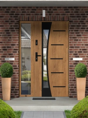 Nowoczesne Drzwi z dostawką Agama BLACK winchester | Stalowo - Aluminiowe | z czarną klamką
