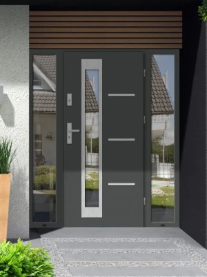 Greca Premium z klamką i ramką nowoczesne energooszczędne polskie drzwi wejściowe z doświetlami z lustrem weneckim 160 170 180 190