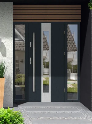 Papua Premium z antabą i ramką nowoczesne energooszczędne polskie drzwi wejściowe z doświetlami z lustrem weneckim 160 170 180 190