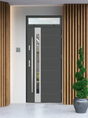 Slim Premium z antabą i ramką nowoczesne energooszczędne polskie drzwi wejściowe z doświetlem górnym z lustrem weneckim 80 90 100