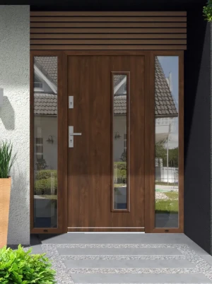 Bonasa Premium drzwi zewnętrzne z doświetlami bocznymi | klamka INOX