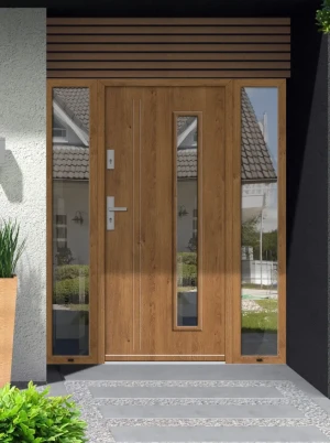 Strix Premium drzwi zewnętrzne z doświetlami bocznymi | klamka INOX