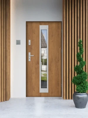 Iguana MaxTerm Termo z klamką komplet z ościeżnicą z szybą lustro weneckie energooszczędne drzwi zewnętrzne do domu U 1.1 Czyste Powietrze