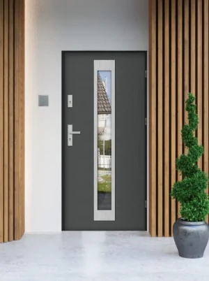 Iguana MaxTerm Energo z klamką komplet z ościeżnicą z szybą lustro weneckie energooszczędne drzwi zewnętrzne do domu U 1.3 Czyste Powietrze