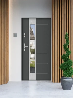 Caiman MaxTerm Termo z klamką komplet z ościeżnicą z szybą lustro weneckie energooszczędne drzwi wejściowe do domu U 1.1 producent 80 90 100