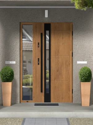 Nowoczesne Drzwi z dostawką Slim BLACK winchester | Stalowo - Aluminiowe | z czarny pochwytem