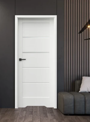 KRÓTKI TERMIN ZESTAW Skrzydło + ościeżnica drzwi wewnętrzne białe 80 Porta Trim Lite A.2 - przylgowe w kolorze Biały Portadecor z szybą mleczną do łaz
