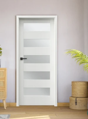 KRÓTKI TERMIN ZESTAW Skrzydło + ościeżnica drzwi wewnętrzne białe wenge 80 Porta Trim Lite B.5 - przylgowe w kolorze Wenge White Portasynchro 3D z szy