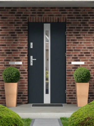 Drzwi MAXTERM ENERGO 72 | Program CZYSTE POWIETRZE | drzwi zewnętrzne do domu wejściowe Antracyt 100  Apis INOX